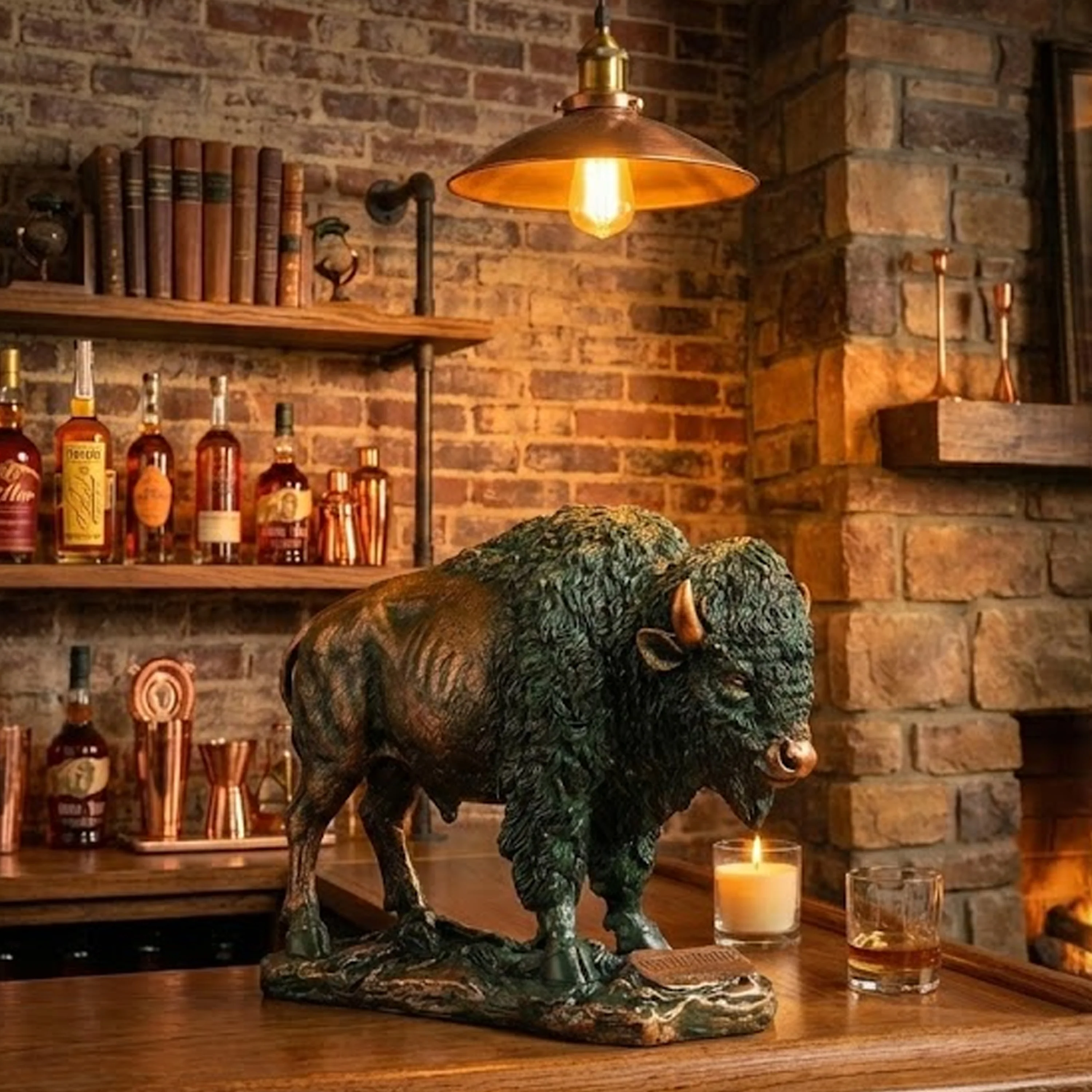 Buffalo Trace 18" Buffalo Statue - Bronze Finish - Image 6