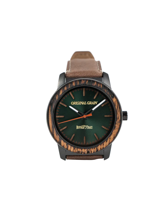 Buffalo Trace Leather Barrel Watch 42mm with Flask & Rocks - Image 3