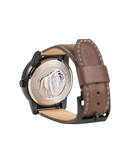 Buffalo Trace Leather Barrel Watch 42mm with Flask & Rocks - Image 4