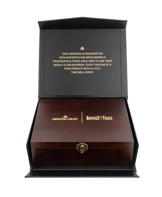 Buffalo Trace Leather Barrel Watch 42mm with Flask & Rocks - Image 5