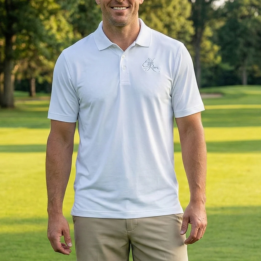 Eagle Rare Solid White Golf Polo - Image 3