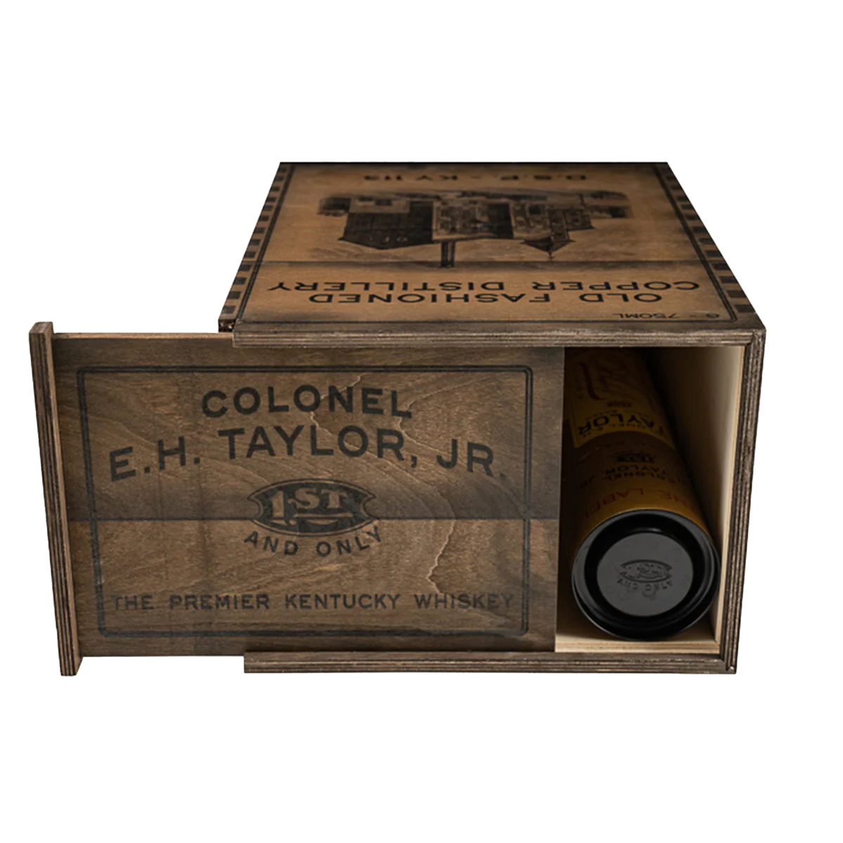 Colonel E.H. Taylor Jr. Distressed Bourbon Wooden Box - Image 2