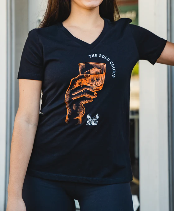 Stagg Women's Black "Bold Choice" Bottle V-Neck Tee - Image 3